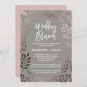 Elegant Rose Gold and Grey Wedding Brunch Invitation