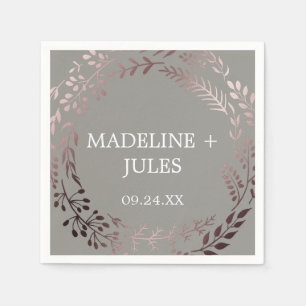 Elegant Rose Gold and Grey Wedding Napkin