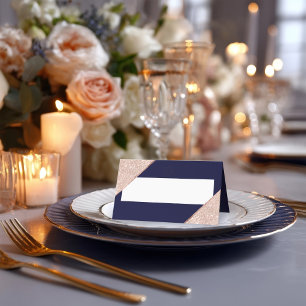 Elegant Rose Gold and Navy Bat Mitzvah Place Card