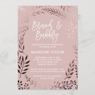 Elegant Rose Gold and Pink Brunch and Bubbly Invitation