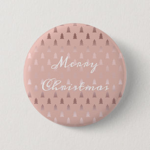 Elegant rose gold and pink Christmas tree pattern 6 Cm Round Badge