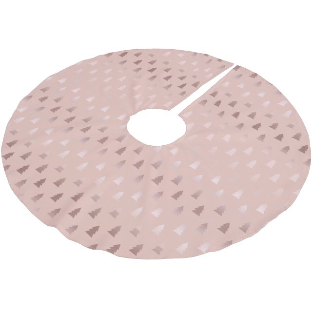 Elegant rose gold and pink Christmas tree pattern Brushed Polyester Tree Skirt (Angled)