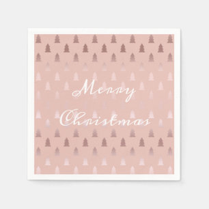 Elegant rose gold and pink Christmas tree pattern Napkin