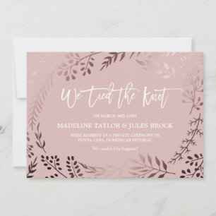Elegant Rose Gold and Pink Elopement Announcement