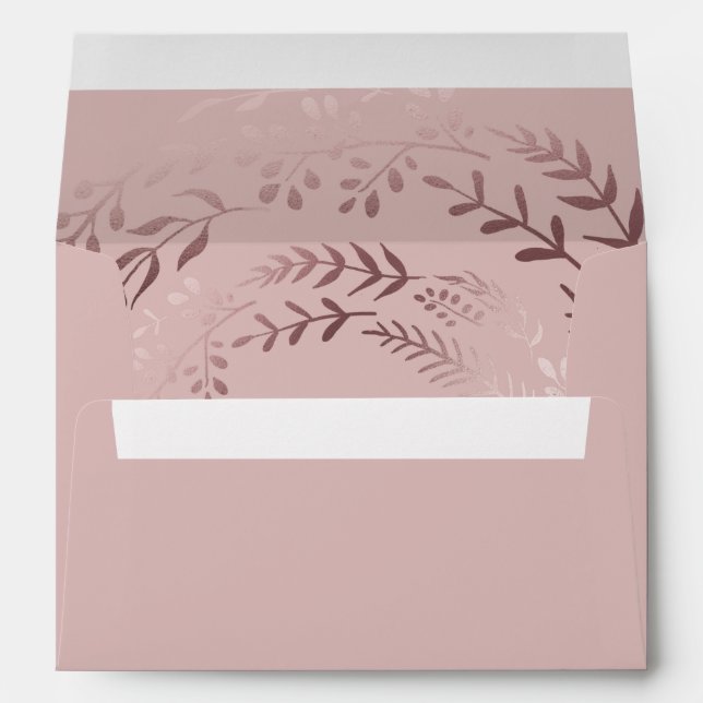 Elegant Rose Gold and Pink Lined Wedding Envelopes (Back (Bottom))