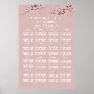 Elegant Rose Gold and Pink Wedding Seating Chart
