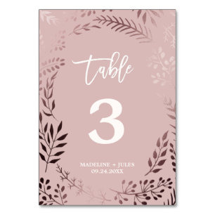 Elegant Rose Gold and Pink Wedding Table Number
