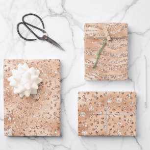 Elegant Rose Gold Animal Print Patterns Wrapping Paper Sheet