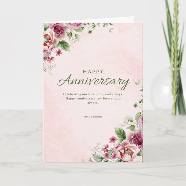 Elegant Rose gold Anniversary Folded Greeting Card (Front)