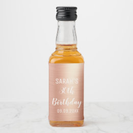 Elegant Rose Gold Any Age 30th Birthday Party Liquor Bottle Label
