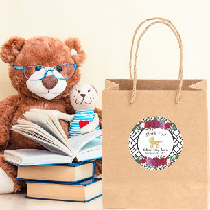 Elegant Rose Gold Baby Carriage Thank You Classic Round Sticker