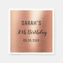 Elegant Rose Gold Black 30th Birthday Party Paper