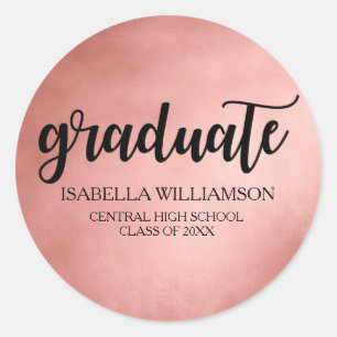 Elegant Rose Gold, Black Graduation Envelope Seals