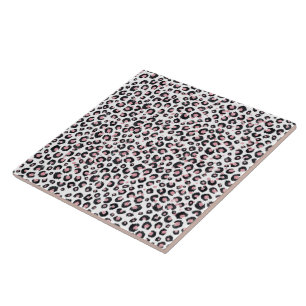 Elegant Rose Gold Black Leopard Animal Print Ceramic Tile