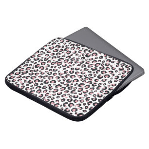 Elegant Rose Gold Black Leopard Animal Print Laptop Sleeve