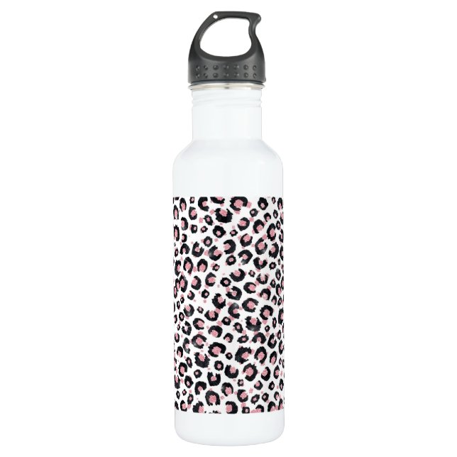 Elegant Rose Gold Black Leopard Pattern 710 Ml Water Bottle (Front)