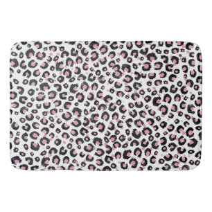 Elegant Rose Gold Black Leopard Pattern Bath Mat