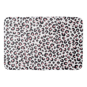 Elegant Rose Gold Black Leopard Pattern Bath Mat