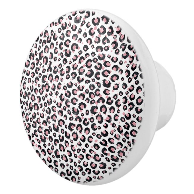 Elegant Rose Gold Black Leopard Pattern Ceramic Knob (Right)