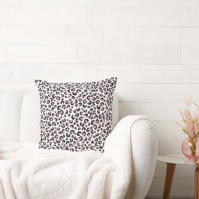 Elegant Rose Gold Black Leopard Pattern Cushion (Couch)