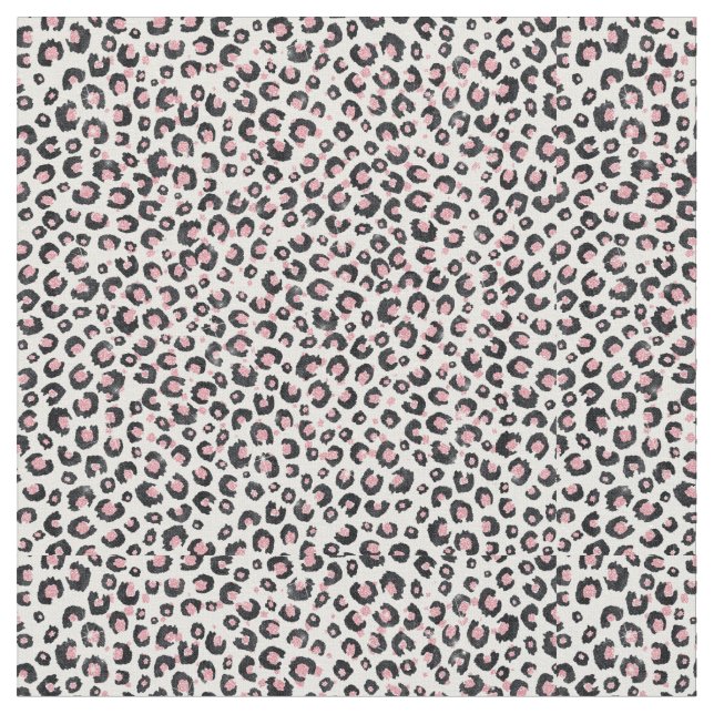 Elegant Rose Gold Black Leopard Pattern Fabric (Close Up)