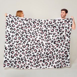 Elegant Rose Gold Black Leopard Pattern Fleece Blanket