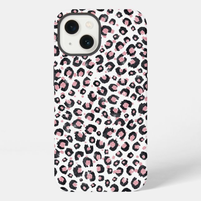 Elegant Rose Gold Black Leopard Pattern iPhone Case (Back)