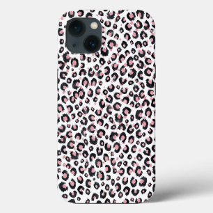 Elegant Rose Gold Black Leopard Pattern iPhone 13 Case