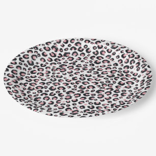 Elegant Rose Gold Black Leopard Pattern Paper Plate