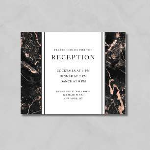 Elegant Rose Gold Black Marble Wedding Reception Enclosure Card