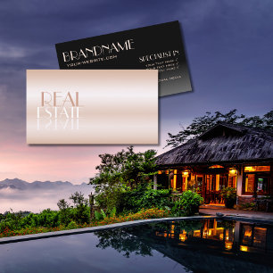 Elegant Rose Gold Black Mirror Font Professional Business Card