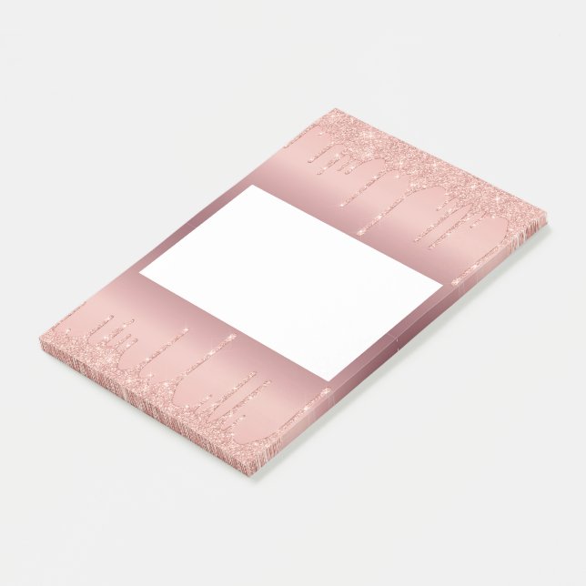 Elegant Rose Gold Blush Glitter Post-it Notes (Angled)