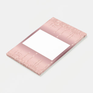 Elegant Rose Gold Blush Glitter Sparkle Drips Post-it Notes