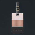 ELEGANT ROSE GOLD BLUSH PINK COPPER  BLACK STRIPS LUGGAGE TAG<br><div class="desc">For any further customisation or any other matching items,  please feel free to contact me at yellowfebstudio@gmail.com</div>