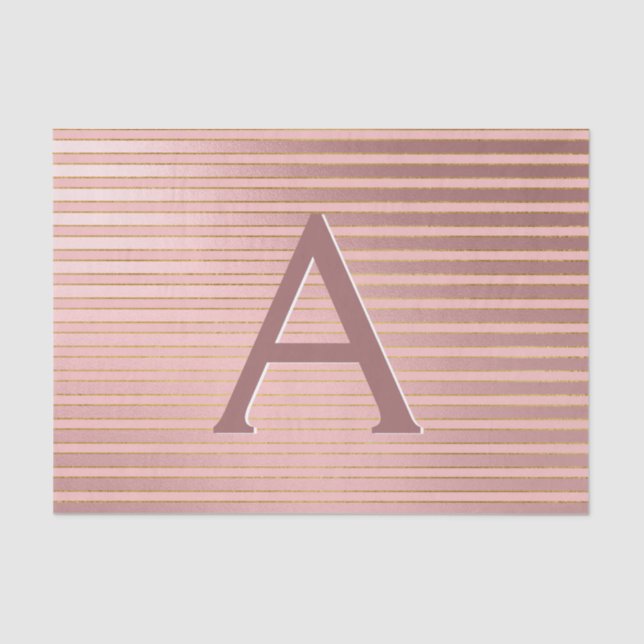 Elegant Rose Gold - Blush Pink Monogram Tissue Paper (Front)