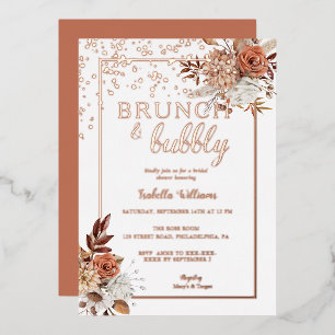 Elegant Rose Gold Boho Bridal Shower Foil Invitati