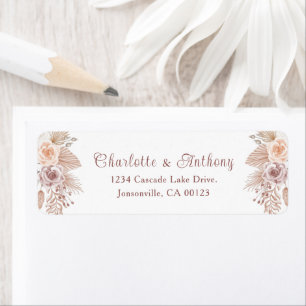 Elegant Rose Gold Boho Script Wedding Return Address Label