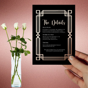 Elegant Rose Gold Border on Black Details Card