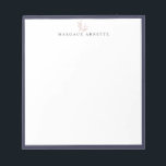 Elegant Rose Gold Botanical Branch Blue Frame Notepad<br><div class="desc">Elegant rose gold line art botanical branch logo with eclipse blue frame,  personalised with name,  notepad.  Text font style and colour can be customised.</div>