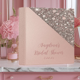 Elegant Rose Gold Bridal Shower 3 Ring Binder