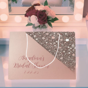 Elegant Rose Gold Bridal Shower Large Gift Bag