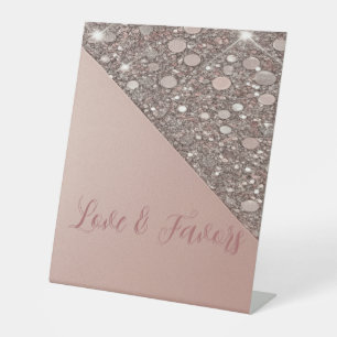 Elegant Rose Gold Bridal Shower Love & Favors Pedestal Sign