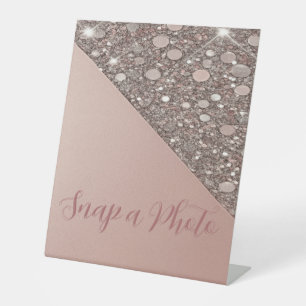 Elegant Rose Gold Bridal Shower Snap a Photo  Pedestal Sign