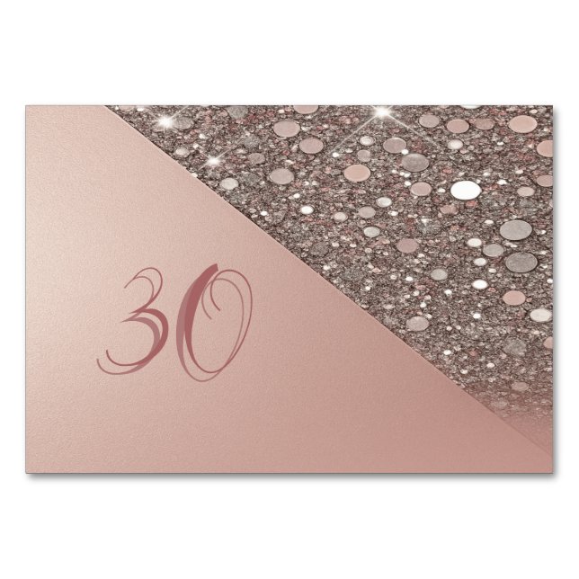 Elegant Rose Gold Bridal Shower Table Number (Front)