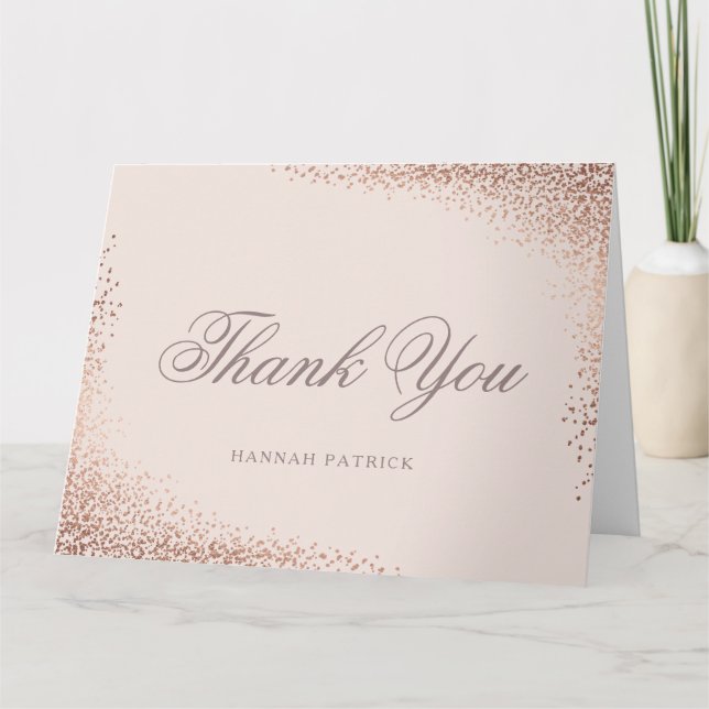 Elegant Rose Gold Bridal Shower Thank You Card (Front)