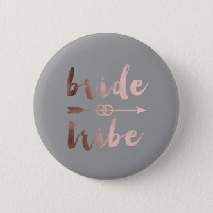 elegant rose gold bride tribe arrow wedding rings 6 cm round badge