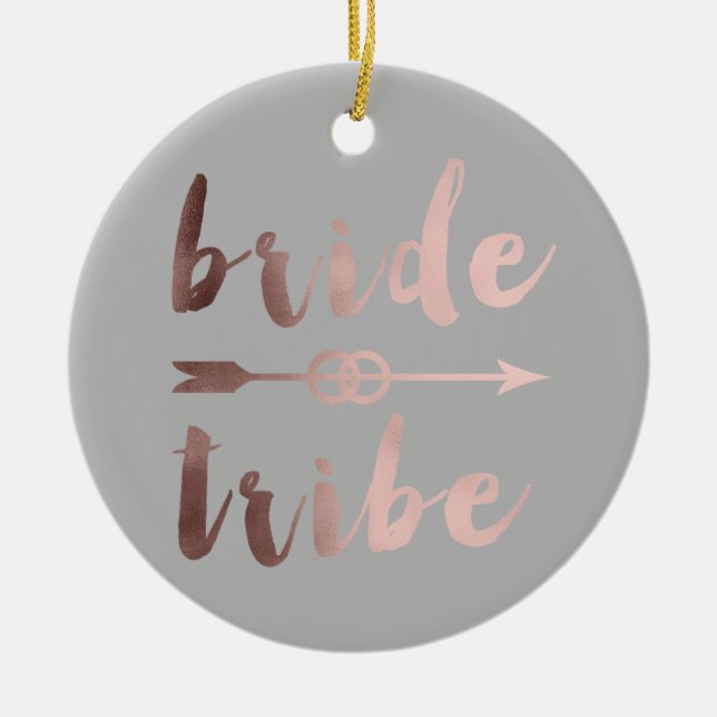 elegant rose gold bride tribe arrow wedding rings ceramic ornament (Front)