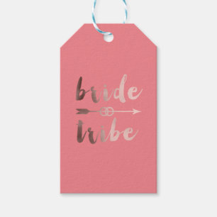 elegant rose gold bride tribe arrow wedding rings gift tags