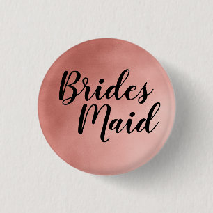 Elegant Rose Gold Bridesmaid Wedding 3 Cm Round Badge