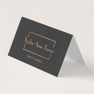Elegant Rose Gold Broken Frame Dark Grey Business Card